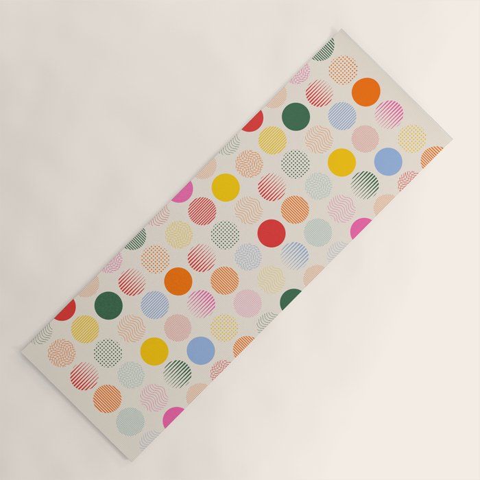 Retro Geometric Circles: Peach Bauhaus Edition Yoga Mat Gallery Image 1
