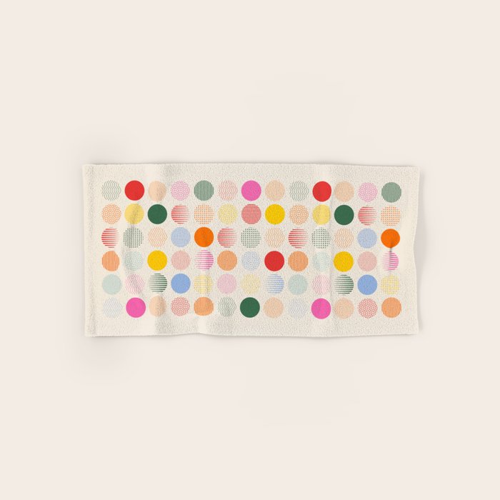 Retro Geometric Circles: Peach Bauhaus Edition Bath Towel Gallery Image 1
