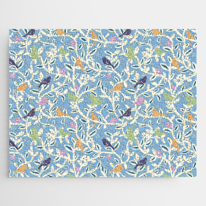 Birds in branches chalky blue Jigsaw Puzzle Gallery Image 1