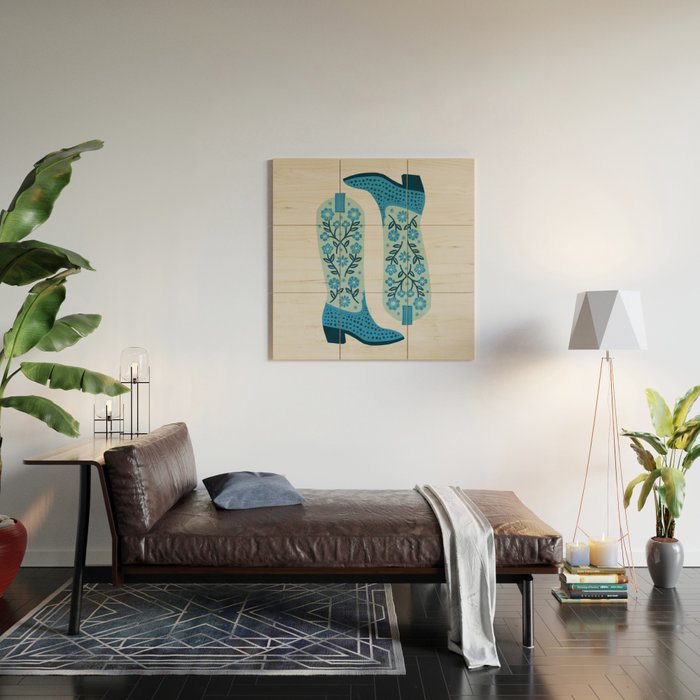 Cowgirl Boots â Mint and Blue Wood Wall Art Gallery Image 2