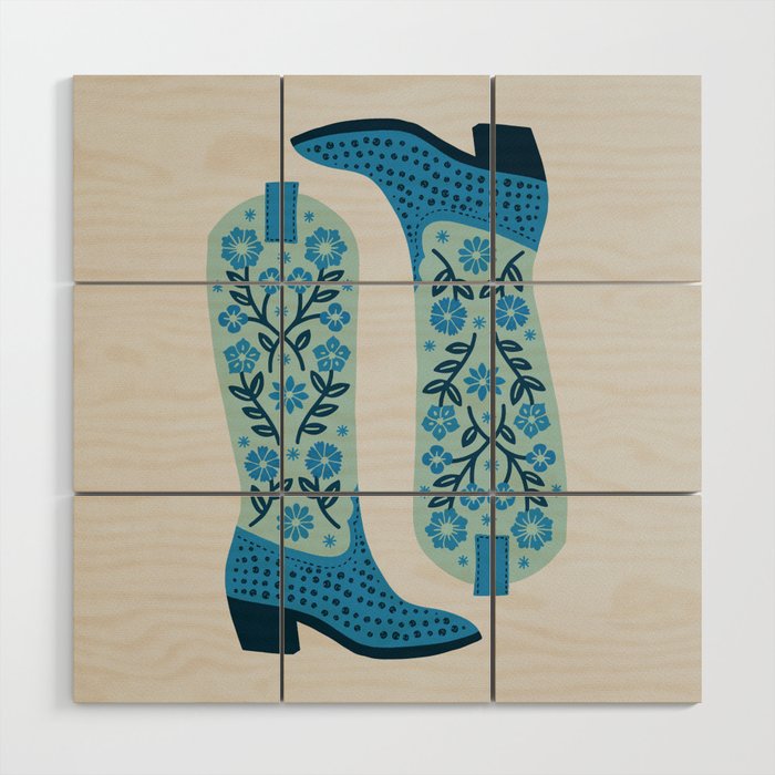 Cowgirl Boots â Mint and Blue Wood Wall Art Gallery Image 1