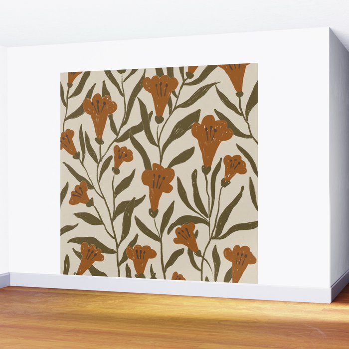 Orange Bellflowers Wall Mural Gallery Image 2