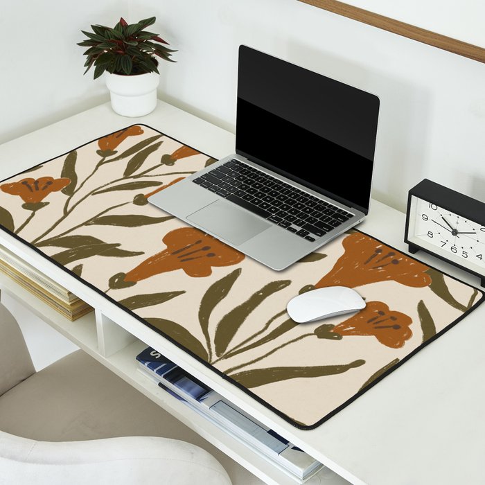 Orange Bellflowers Desk Mat Gallery Image 2