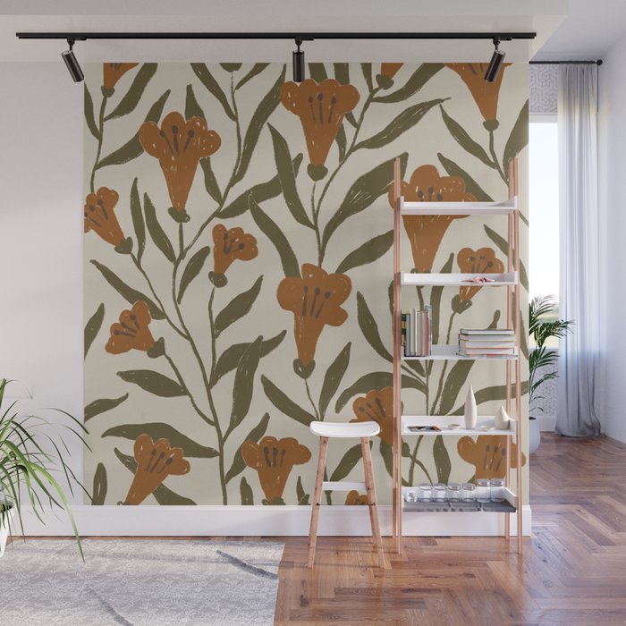 Orange Bellflowers Wall Mural Gallery Image 1