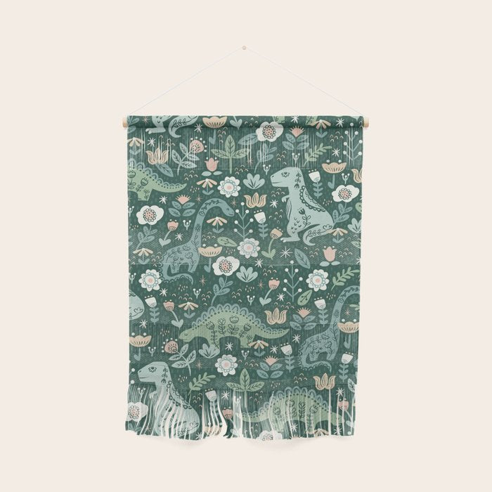 Folk Floral Dinosaur Wall Hanging Gallery Image 1