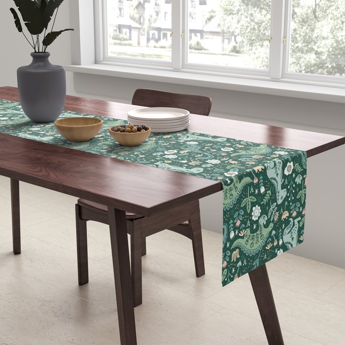 Folk Floral Dinosaur Table Runner Gallery Image 2