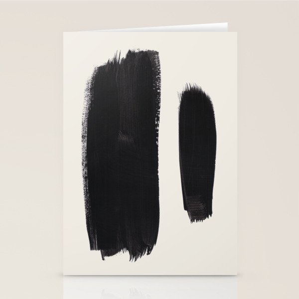 Mid Century Modern Minimalist Abstract Art Brush Strokes Black & White Ink Art Brush Strokes Stationery Card Gallery Image 2