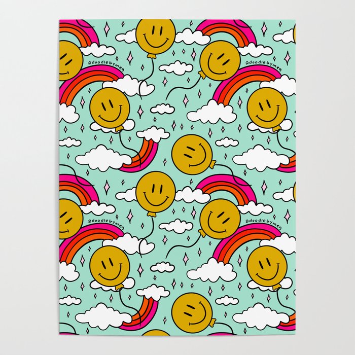 Smiley Face Balloon Print Poster Gallery Image 4