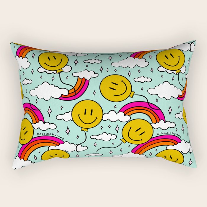 Smiley Face Balloon Print Rectangular Pillow Gallery Image 1
