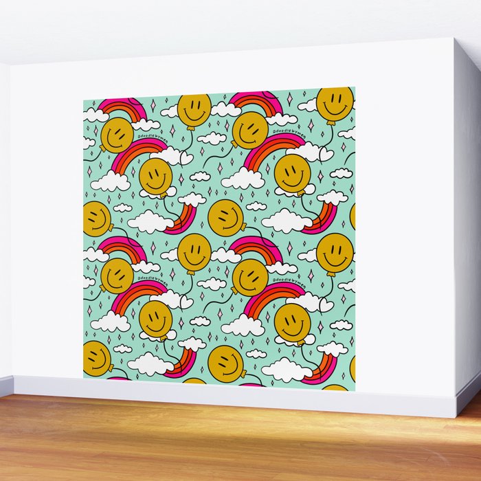 Smiley Face Balloon Print Wall Mural Gallery Image 2