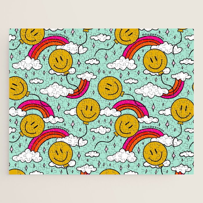 Smiley Face Balloon Print Jigsaw Puzzle