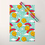Smiley Face Balloon Print Wrapping Paper Gallery Image 1