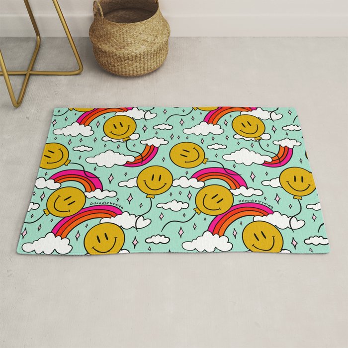 Smiley Face Balloon Print Rug Gallery Image 1