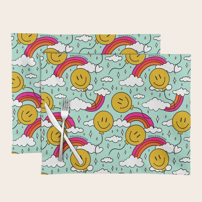 Smiley Face Balloon Print Placemat Gallery Image 1