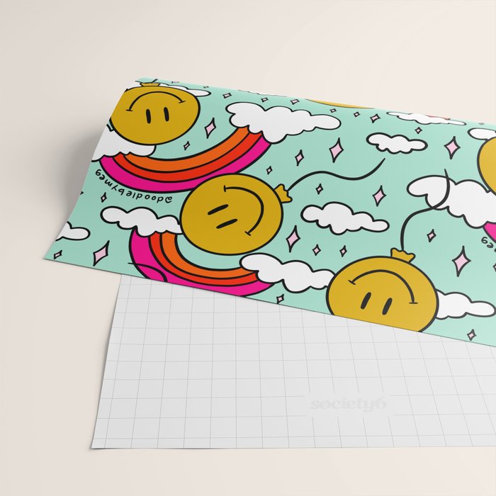 Smiley Face Balloon Print Wrapping Paper Gallery Image 2