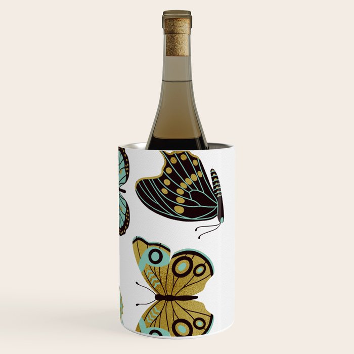 Texas Butterflies - Mint and Gold Wine Chiller Gallery Image 3