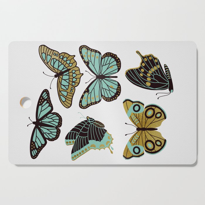 Texas Butterflies - Mint and Gold Cutting Board Gallery Image 1