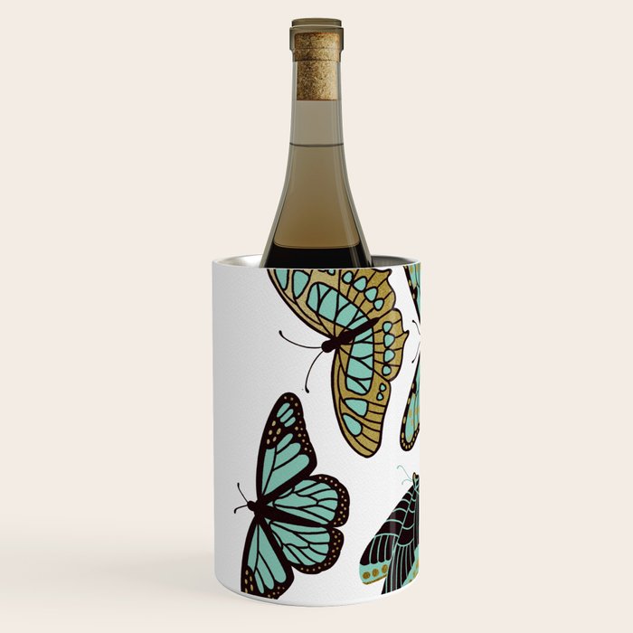 Texas Butterflies - Mint and Gold Wine Chiller Gallery Image 2