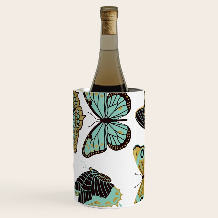 Texas Butterflies - Mint and Gold Wine Chiller Gallery Image 1