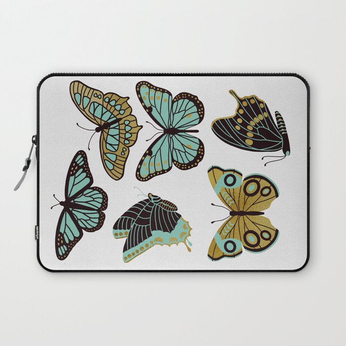 Texas Butterflies - Mint and Gold Laptop Sleeve Gallery Image 1
