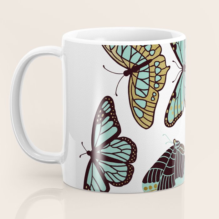 Texas Butterflies - Mint and Gold Coffee Mug Gallery Image 3