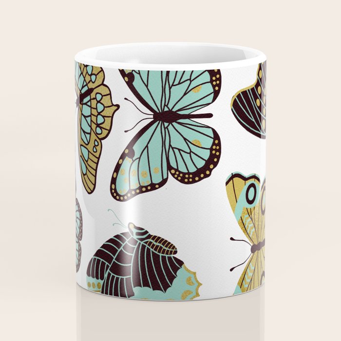 Texas Butterflies - Mint and Gold Coffee Mug Gallery Image 4