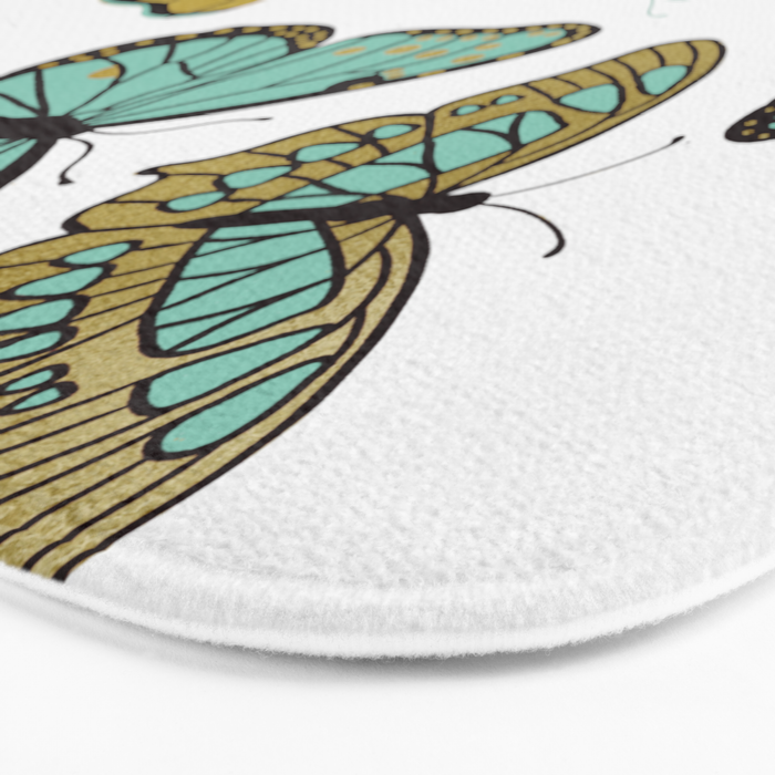 Texas Butterflies - Mint and Gold Bath Mat Gallery Image 3