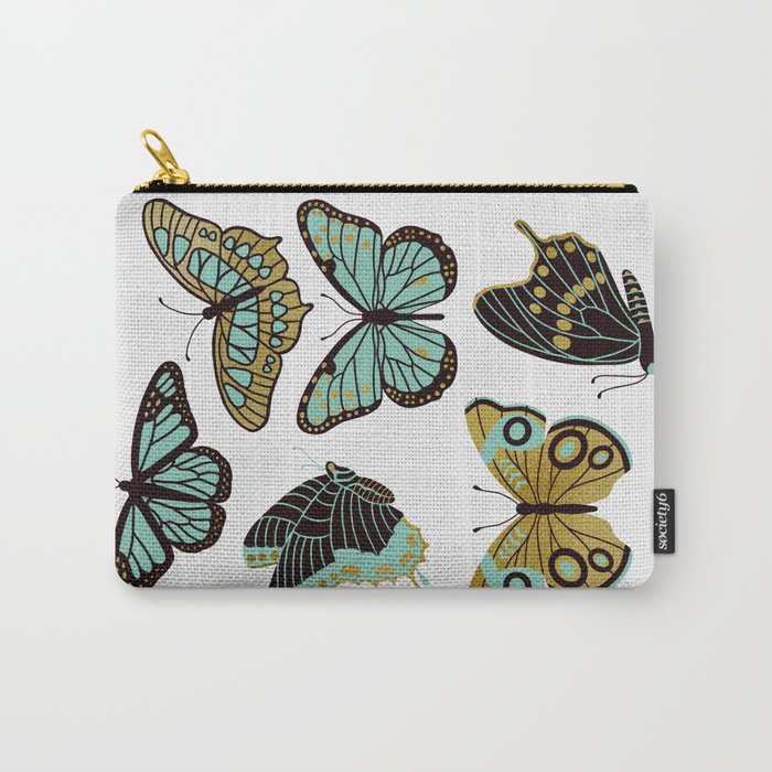 Texas Butterflies - Mint and Gold Carry All Pouch Gallery Image 1