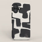 Mid Century Modern Minimalist Abstract Art Brush Strokes Black & White Ink Art Shapes iPhone Case Gallery Image 1