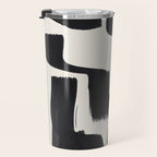 Mid Century Modern Minimalist Abstract Art Brush Strokes Black & White Ink Art Shapes Travel Mug Gallery Image 3