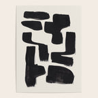 Mid Century Modern Minimalist Abstract Art Brush Strokes Black & White Ink Art Shapes Poster Gallery Image 4