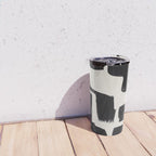 Mid Century Modern Minimalist Abstract Art Brush Strokes Black & White Ink Art Shapes Travel Mug Gallery Image 4