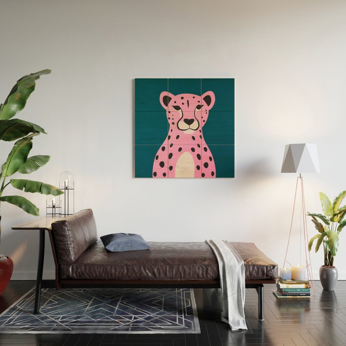 The Stare: Night Race Pink Cheetah Edition Wood Wall Art Gallery Image 2