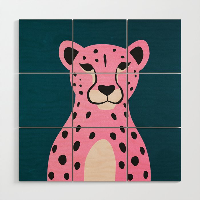The Stare: Night Race Pink Cheetah Edition Wood Wall Art Gallery Image 1
