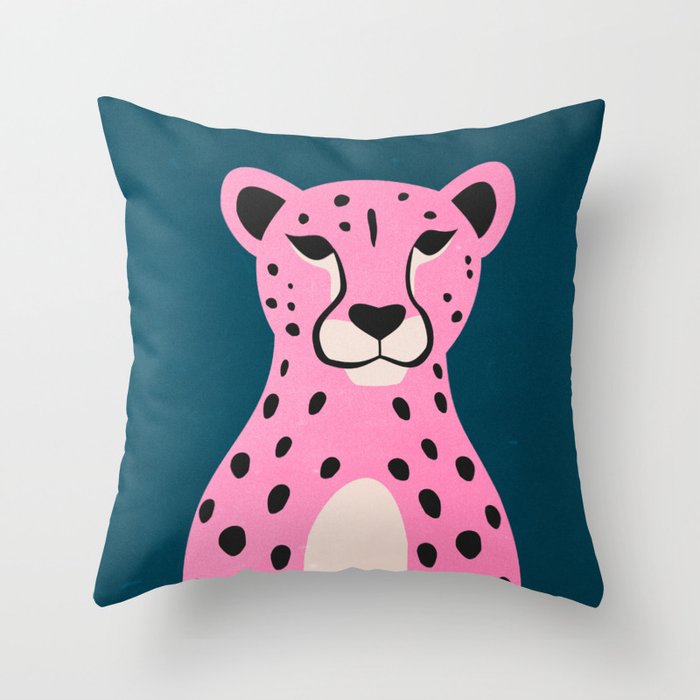 The Stare: Night Race Pink Cheetah Edition Throw Pillow Gallery Image 1