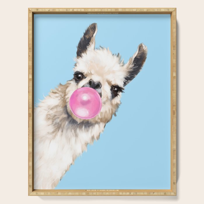 Bubble Gum Sneaky Llama in Blue Serving Tray Gallery Image 1