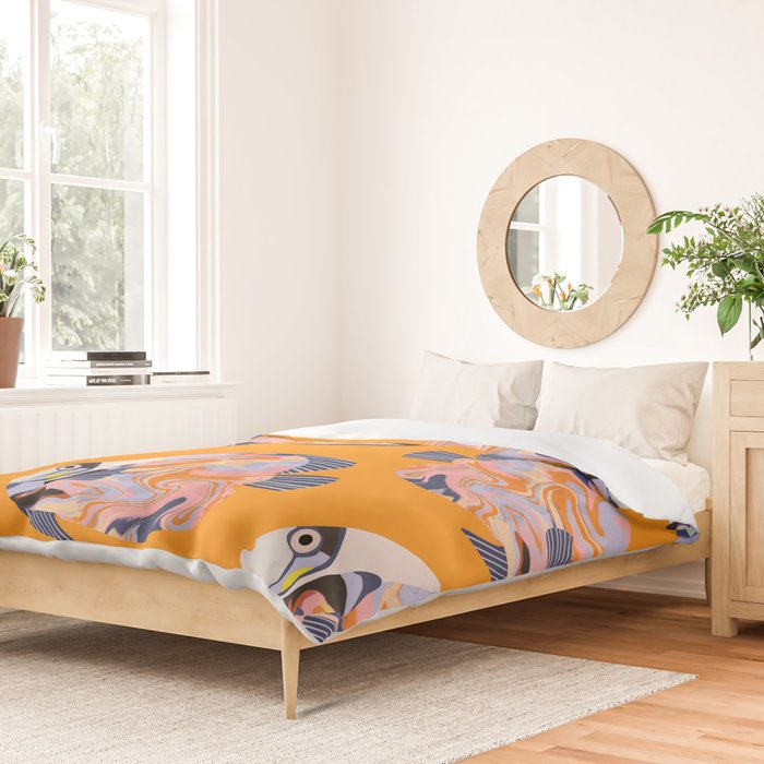 Colorful Tropical Fish and Abstract Ocean Art Duvet Cover Gallery Image 2