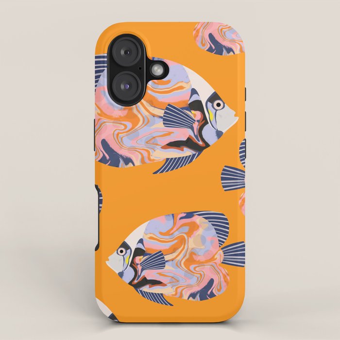 Colorful Tropical Fish and Abstract Ocean Art iPhone Case Gallery Image 1