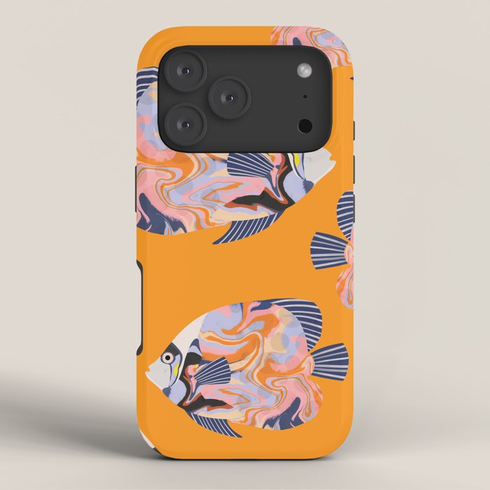 Colorful Tropical Fish and Abstract Ocean Art iPhone Case Gallery Image 3