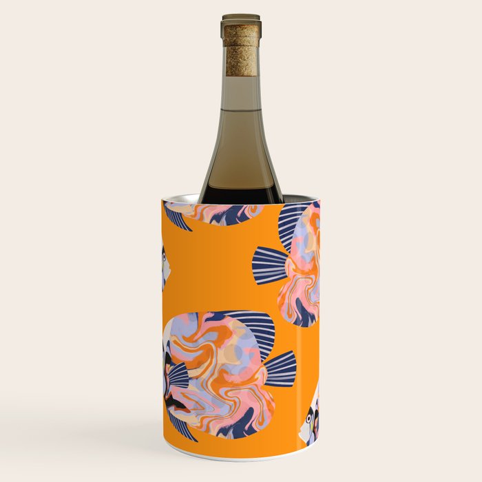 Colorful Tropical Fish and Abstract Ocean Art Wine Chiller Gallery Image 2