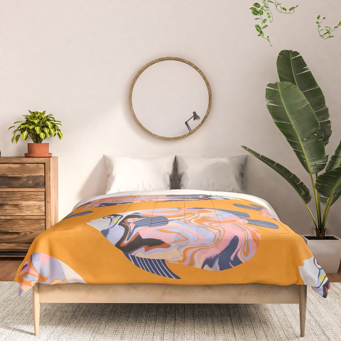 Colorful Tropical Fish and Abstract Ocean Art Comforter Gallery Image 3