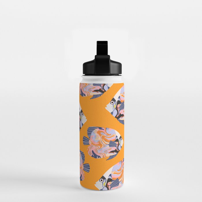 Colorful Tropical Fish and Abstract Ocean Art Water Bottle Gallery Image 2