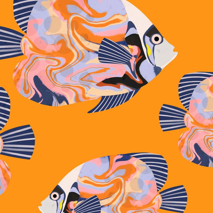 Colorful Tropical Fish and Abstract Ocean Art Coffee Mug Gallery Image 2