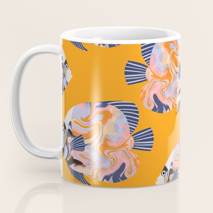 Colorful Tropical Fish and Abstract Ocean Art Coffee Mug Gallery Image 3