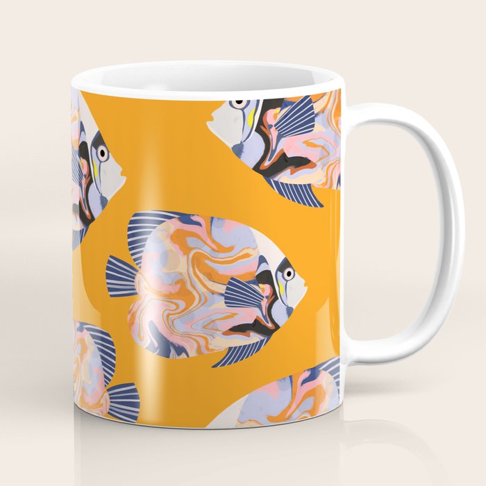 Colorful Tropical Fish and Abstract Ocean Art Coffee Mug Gallery Image 1