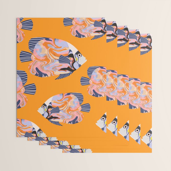 Colorful Tropical Fish and Abstract Ocean Art Wrapping Paper Gallery Image 3