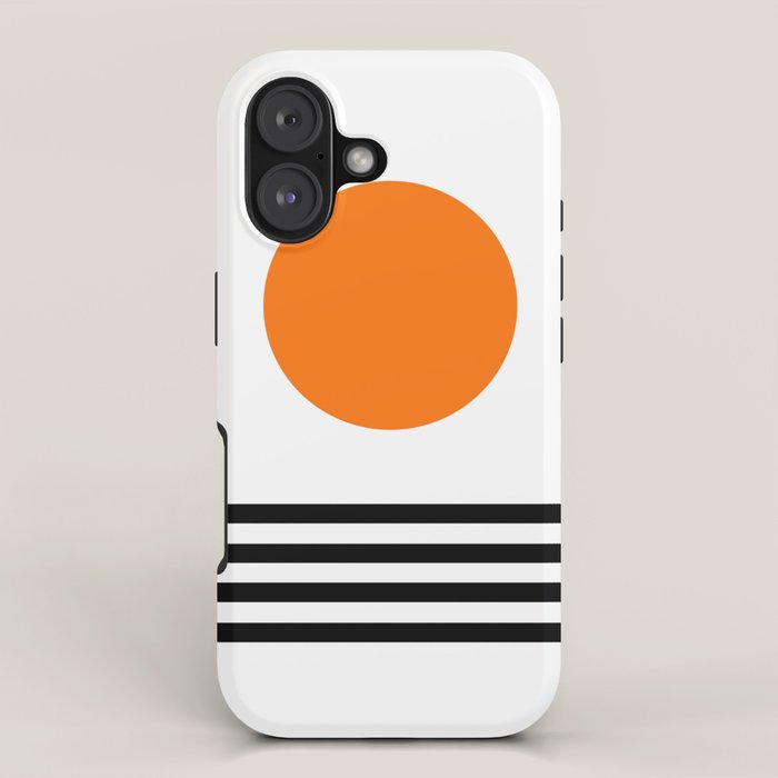 Orange Zen Sunset Minimalist Art Black Stripes Simple Art iPhone Case Gallery Image 1