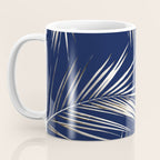White Gold Palm Leaves on Navy Blue Coffee Mug Gallery Image 3