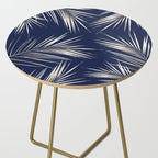 White Gold Palm Leaves on Navy Blue Side Table Gallery Image 2