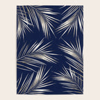White Gold Palm Leaves on Navy Blue Poster Gallery Image 4